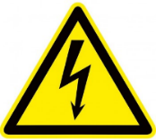 Знак  150*150мм, пленка, опасность поражения электрическим током 
