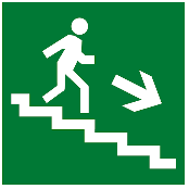 Знак  150*150мм пленка фотолюм, направление к эвакуационному выходу по лестнице вниз (направо)  ГОСТ