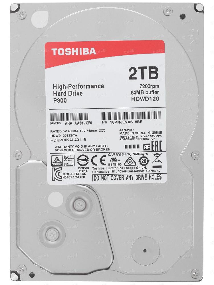 Жесткий диск TOSHIBA P300 HDWD120EZSTA, 2 Тб, HDD 111 3.5