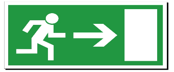 Знак  100*200мм, пленка фотолюм, Направление к эвакуационному выходу направо,  ГОСТ  12.4.026-2015